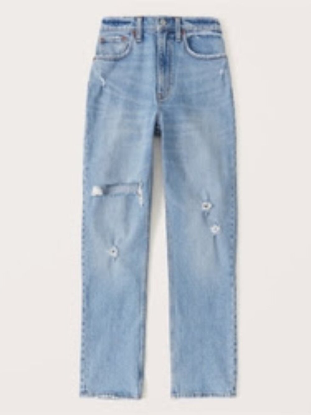 Abercrombie & Fitch 90s Ultra High Rise Straight Jeans Light Ripped Wash Size 27
